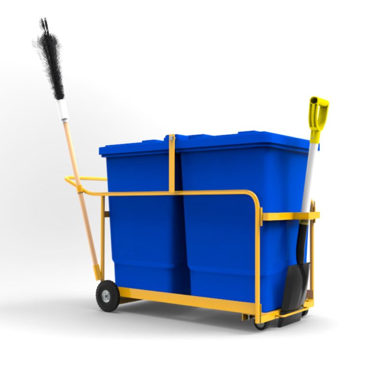 Carro de limpieza con tambo azul modelo BAR-350, E4 Solutions, para reciclables México