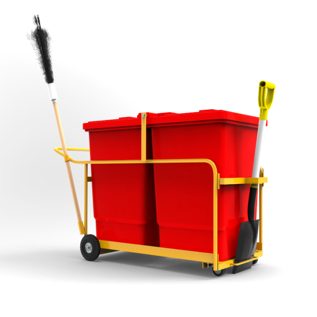 Carro recolector BAR-350 con tambo rojo, E4 Solutions, para residuos peligrosos México