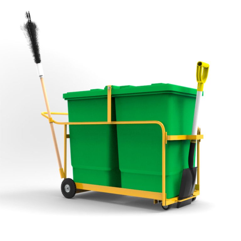 Carro recolector BAR-350 con tambo verde claro, E4 Solutions, para residuos vegetales México