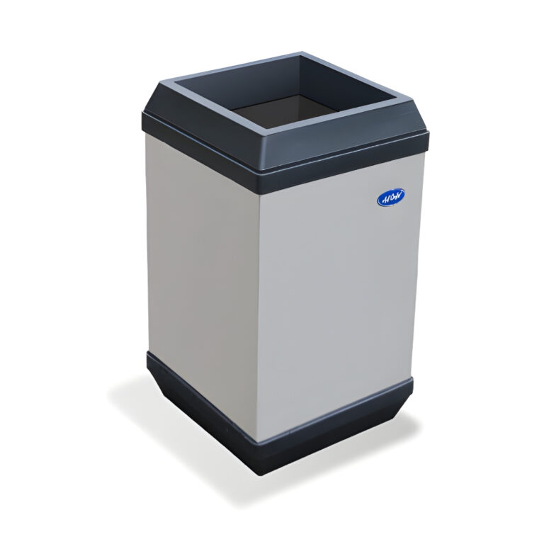 Basurero cubo aro de 24 litros modelo 638011, cesto de basura cuadrado de acero inoxidable pulido con tapa aro desmontable, cinturón interno para sujetar la bolsa y fondo plástico que protege el piso.