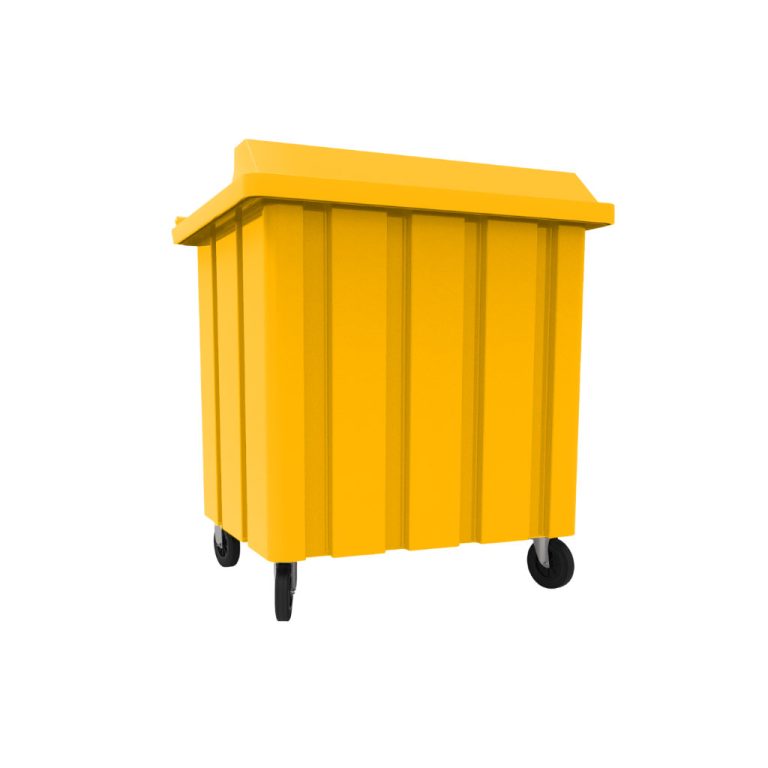 Bote de basura VIC 1000L amarillo PET, plásticos y metales reciclables