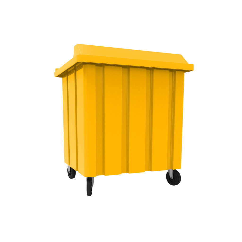 Bote de basura VIC 1000L amarillo PET, plásticos y metales reciclables