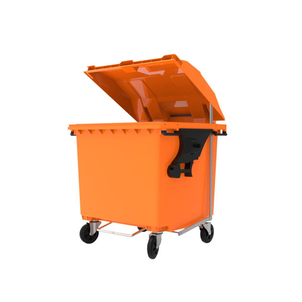 Contenedor de basura VIC 1100 HD con pedal naranja para orgánico no reciclable