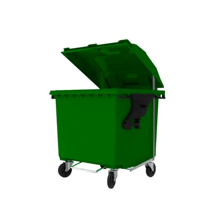 Contenedor de basura VIC 1100 HD con pedal verde para residuos orgánicos