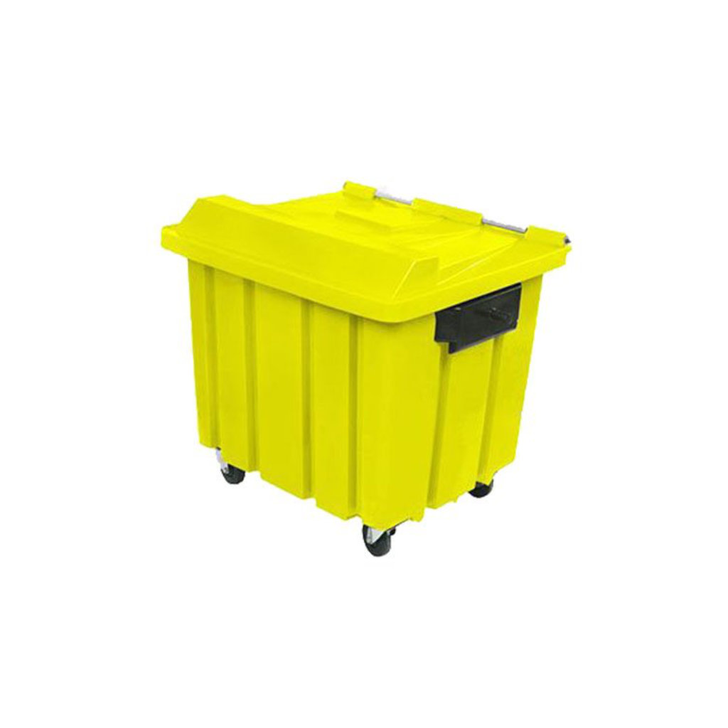 Bote de basura Vifel 1000L amarillo PET, plásticos y metales reciclables