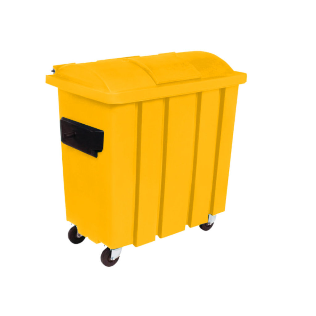 Bote de basura Vifel 1050L amarillo PET, plásticos y latas reciclables