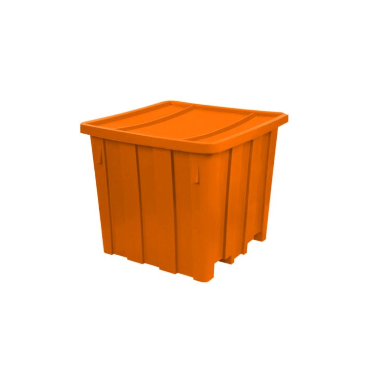 Contenedor de basura Vifel 1500L naranja residuos orgánicos no reciclables