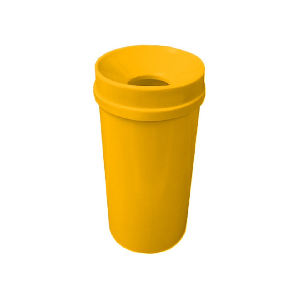 Bote de basura tonelete 80 litros tapa deslizante amarillo para reciclaje de plásticos y envases México