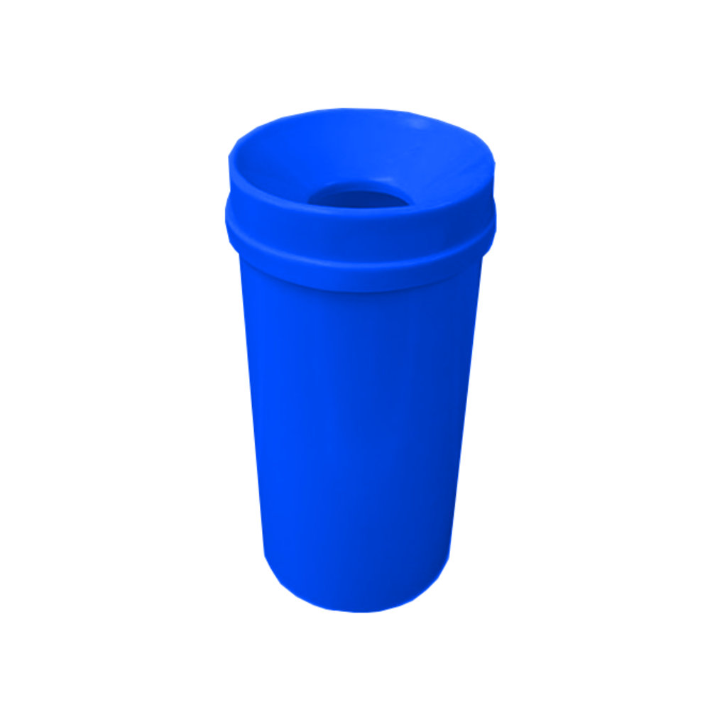 Bote de basura tonelete 80 litros tapa deslizante azul para reciclaje de papel y cartón México