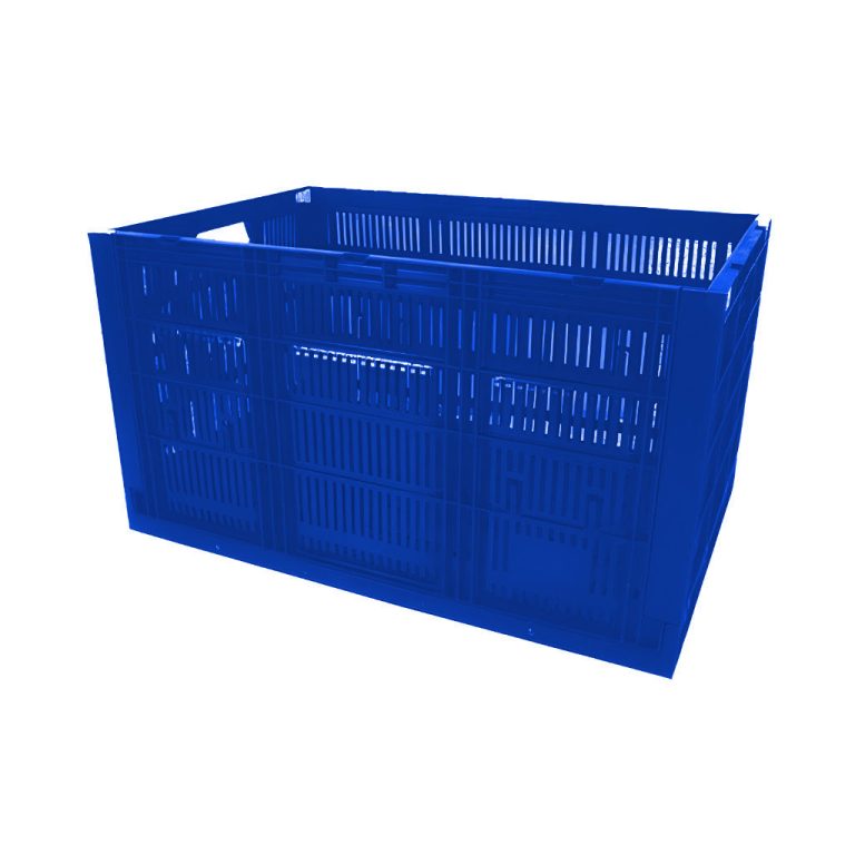 Caja CPR colapsable agrícola 34, 60 x 40 x 34 cm, extra alta, ventilada, ideal para productos voluminosos, color azul.