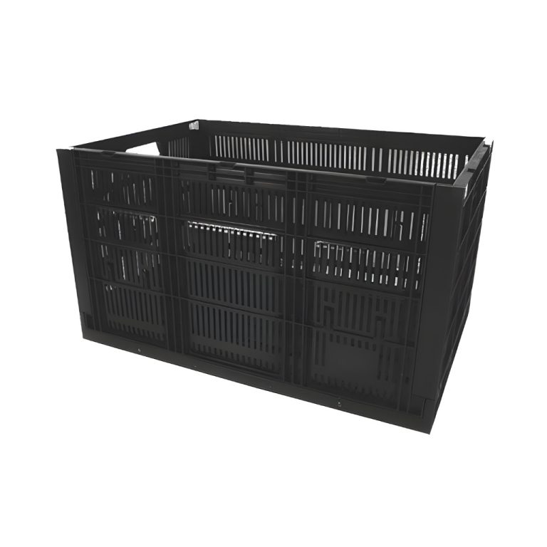 Caja CPR colapsable agrícola 34, 60 x 40 x 34 cm, extra alta, ventilada, ideal para productos voluminosos, color negro.