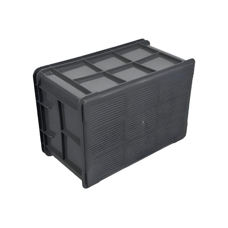 Caja de plastico quebec gris side