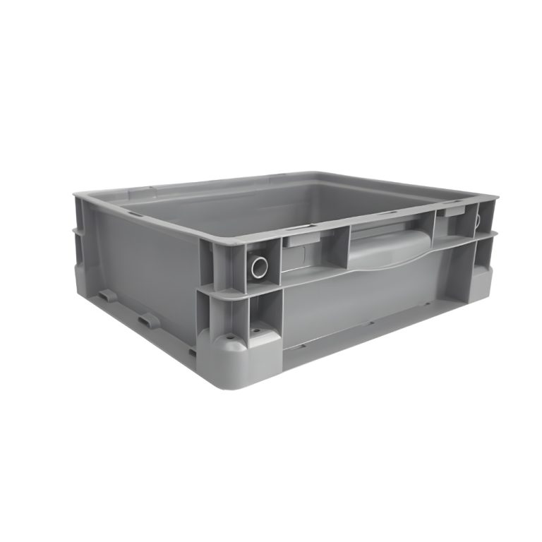 Caja plástica industrial Interstack o-container número 510098 15-12-5 pulgadas gris, polipropileno, para logística y almacén.