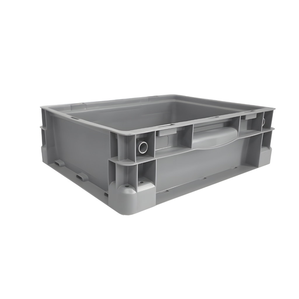Caja plástica industrial Interstack o-container número 510098 15-12-5 pulgadas gris, polipropileno, para logística y almacén.