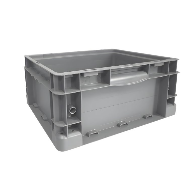 Caja plástica industrial Interstack o-container número 510099 15-12-7 pulgadas gris, polipropileno resistente, para logística y organización industrial.