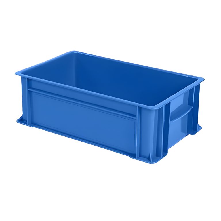 Caja plástica industrial alta número 2 azul para almacenamiento y logística, polietileno virgen.