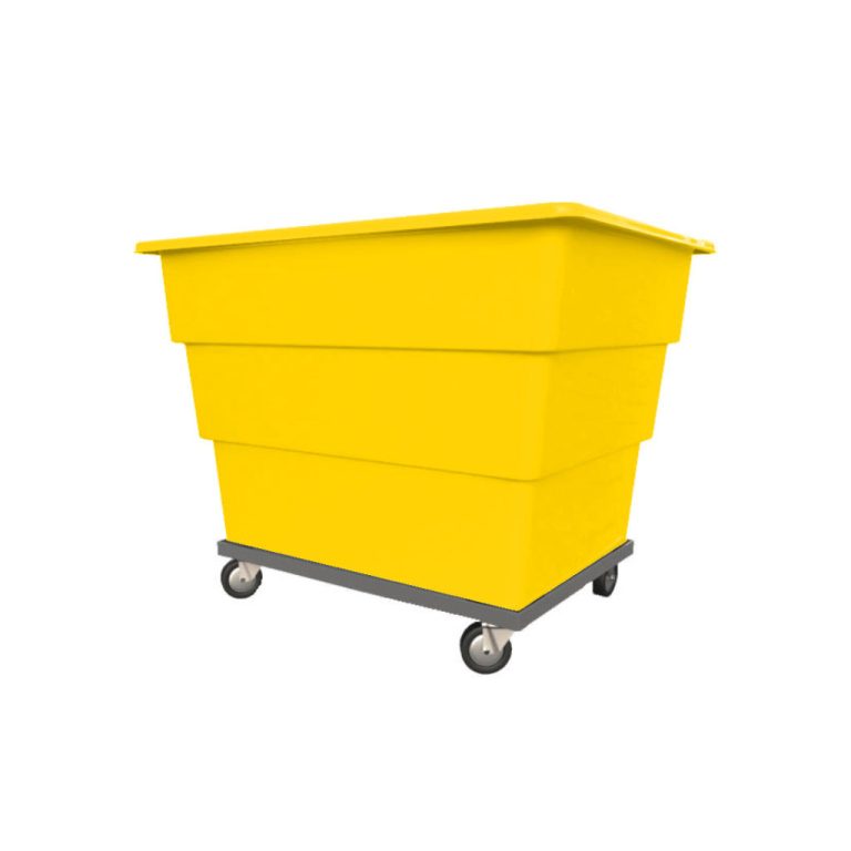 Cargacarro 1100 amarillo con plataforma para lavandería, clasificación interna de ropa