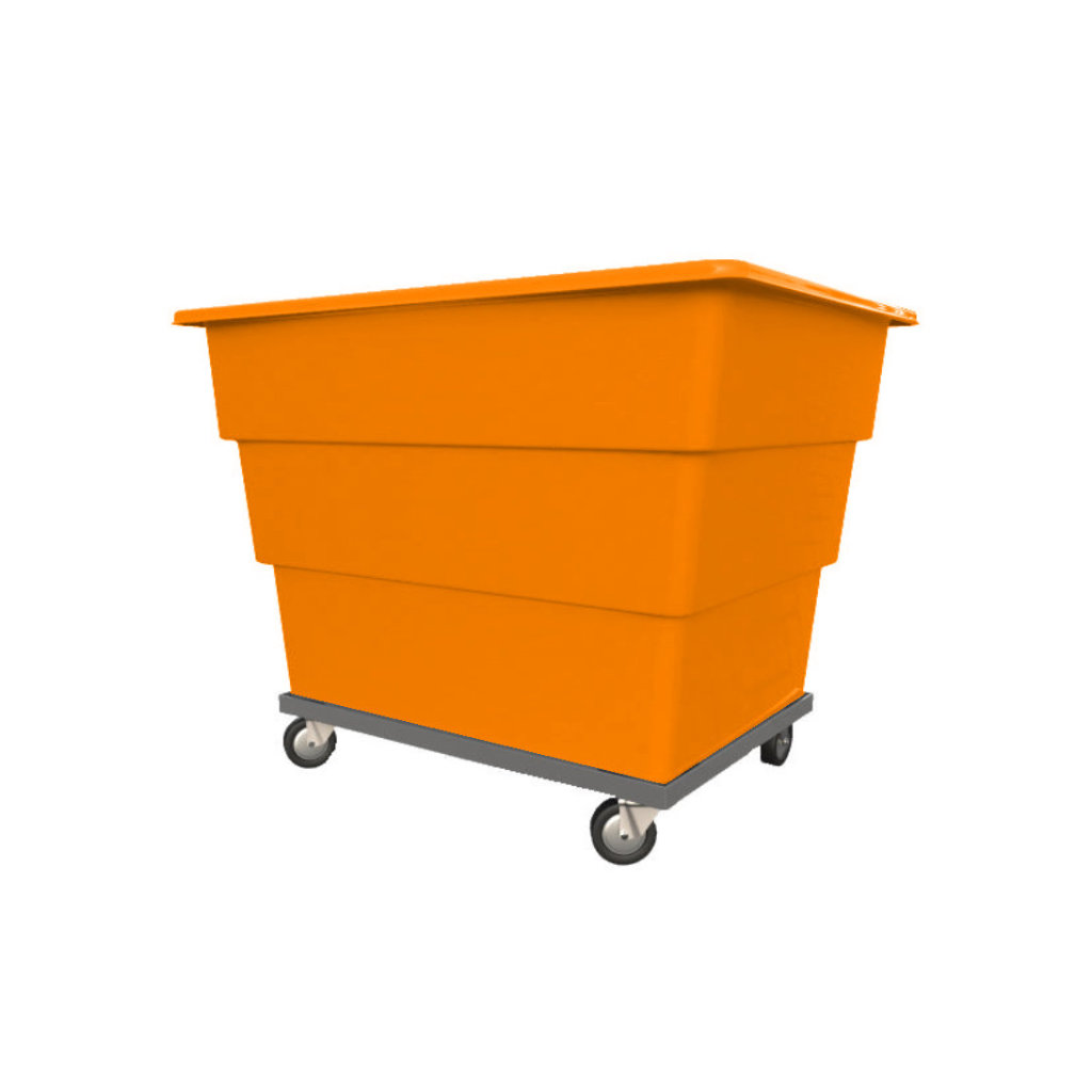 Cargacarro 1100 naranja con plataforma para lavandería, traslado eficiente y gestión interna de textiles