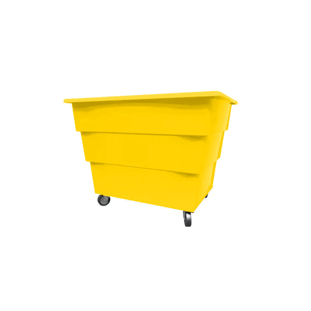 Cargacarro 900 amarillo con ruedas, organización y transporte interno de textiles para lavandería