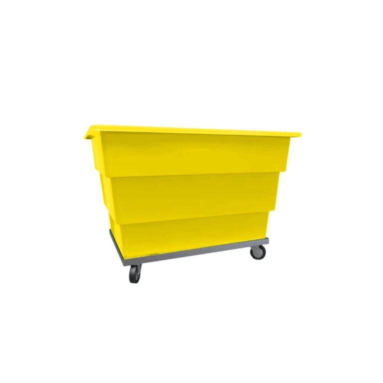 Cargacarro 900 amarillo con plataforma para lavandería y gestión interna de textiles