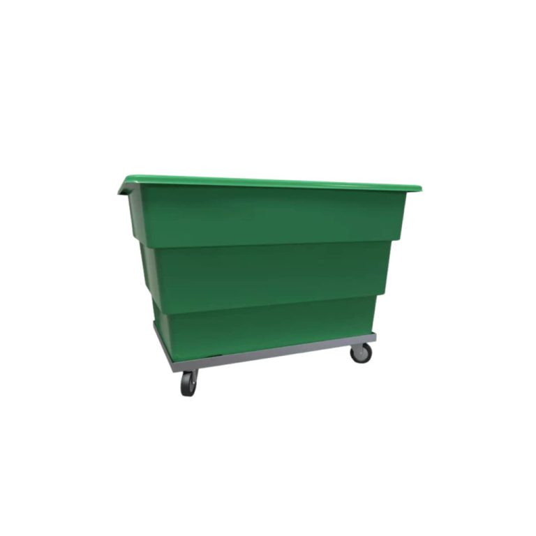 Cargacarro 900 verde militar con plataforma para lavandería, clasificación y manejo eficiente de textiles