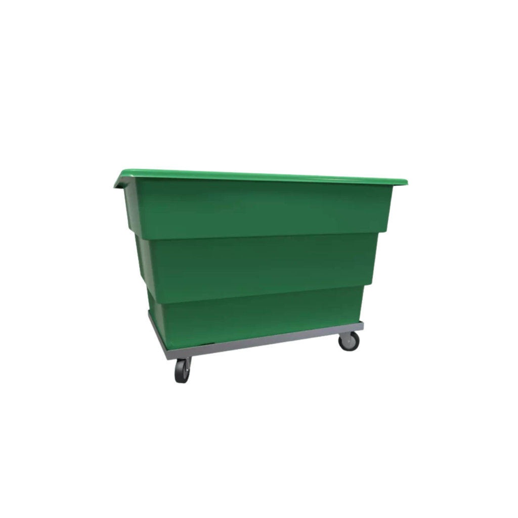 Cargacarro 900 verde militar con plataforma para lavandería, clasificación y manejo eficiente de textiles