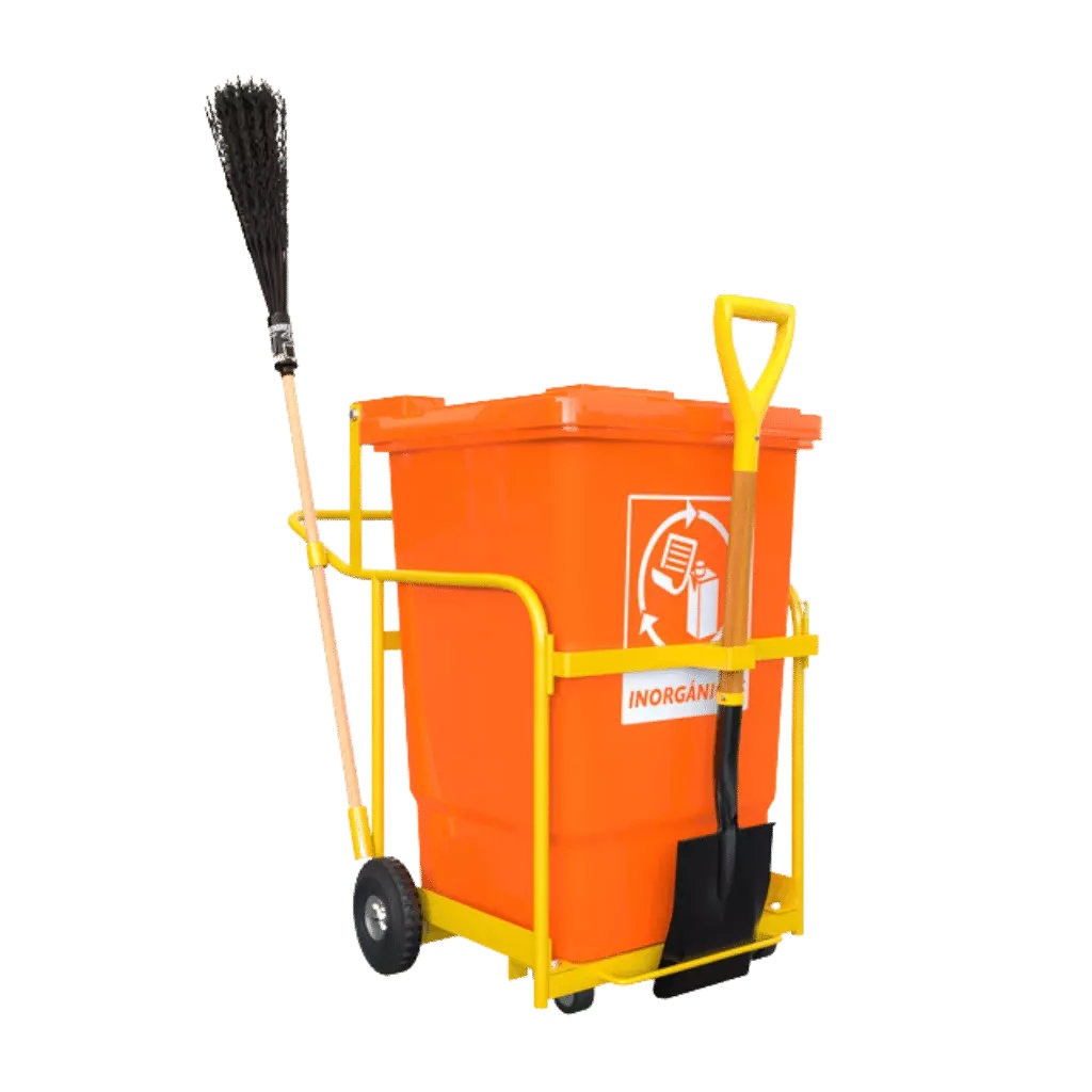 Carrito barredora Bar 175 naranja para residuos inorgánicos, incluye escoba y pala