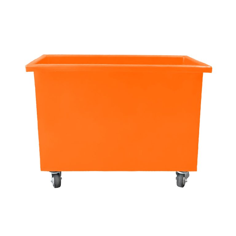 Carro canillero naranja para lavandería, clasificación interna de textiles, E4 Solutions México