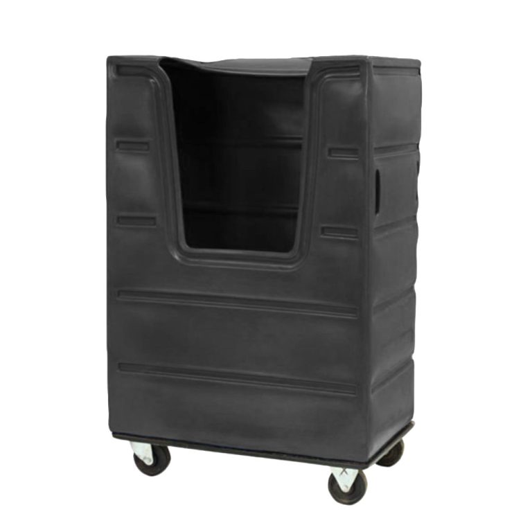 Carro de lavandería gris, manejo y clasificación interna por color