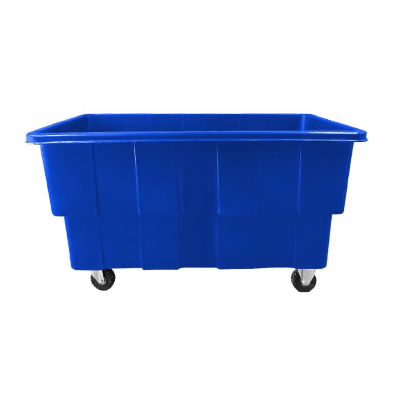 Carro Multicar 750 azul para lavandería, manejo eficiente y clasificación interna de textiles