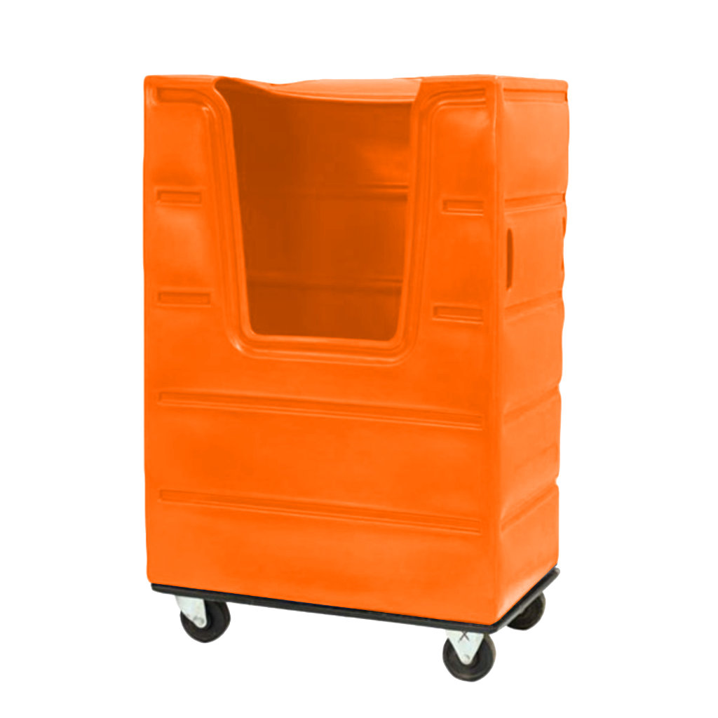 Carro de lavandería naranja, organización interna de textiles y ropa, E4 Solutions México