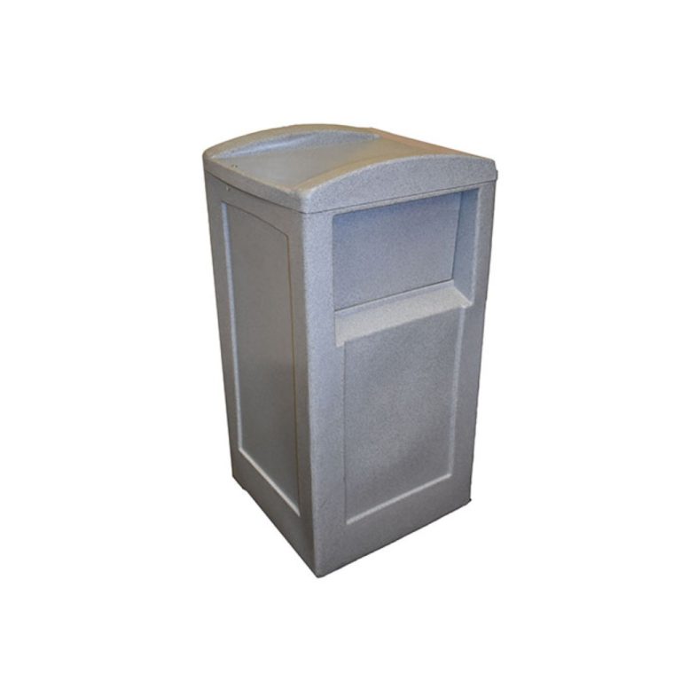 Contenedor de basura Fast Food gris para residuos inorgánicos reciclables en México