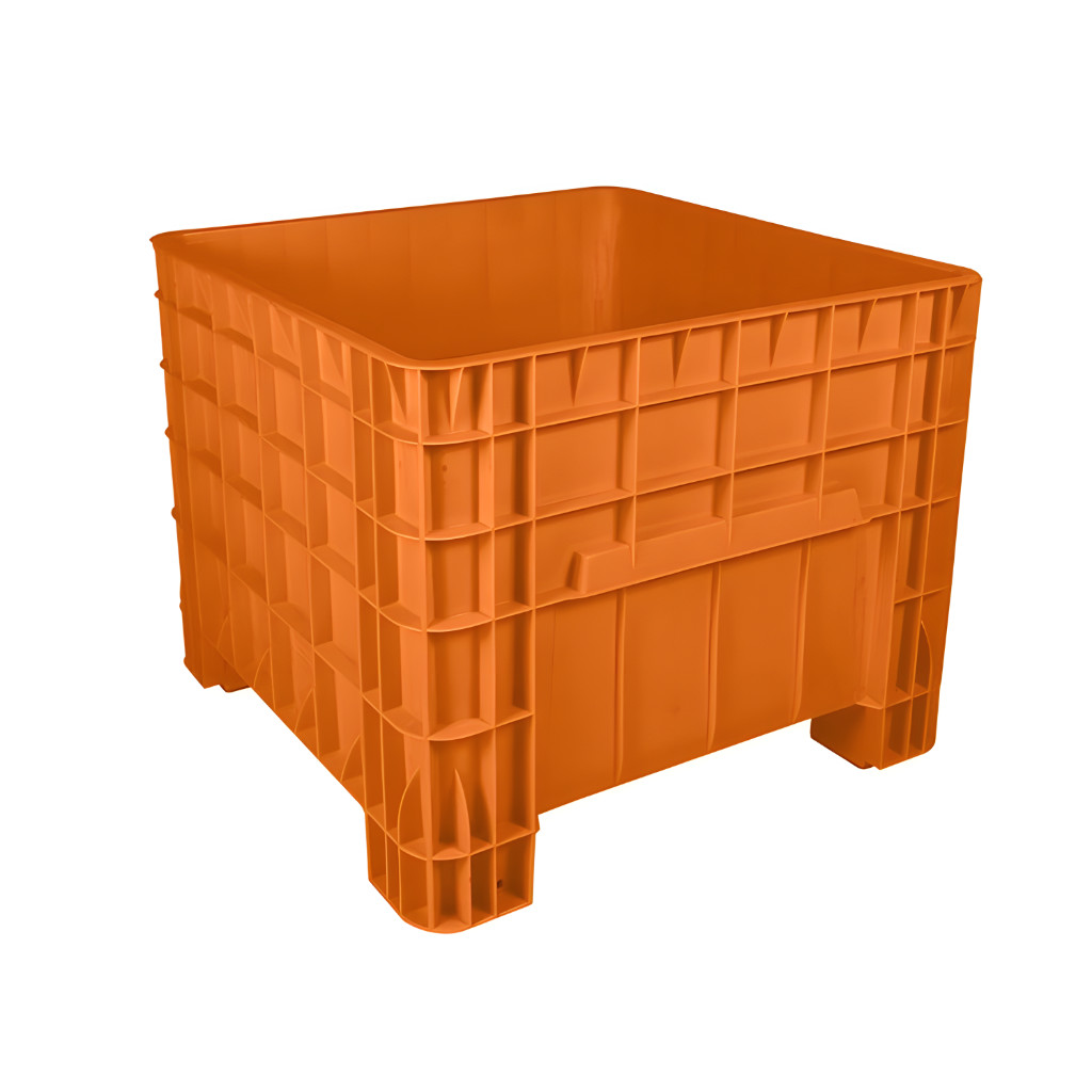 Contenedor México mediano abierto, caja plástica industrial para almacenamiento y manejo de materiales o productos en plantas, almacenes y líneas de producción