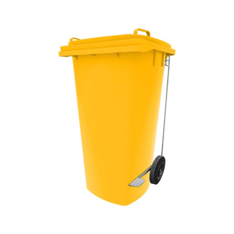 Contenedor VIC 120L con pedal amarillo para PET, plásticos y latas reciclables, México