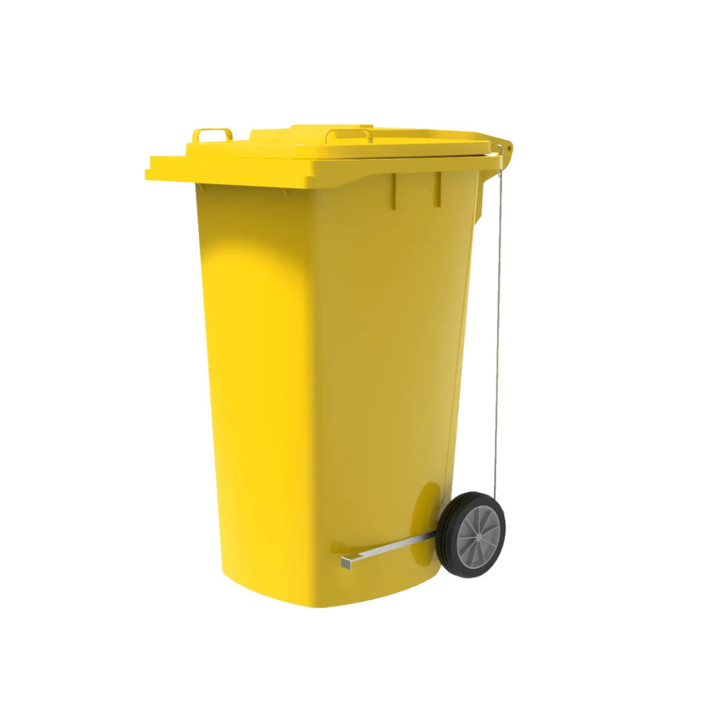 Contenedor VIC 240L HD con pedal amarillo para PET, plásticos y latas reciclables