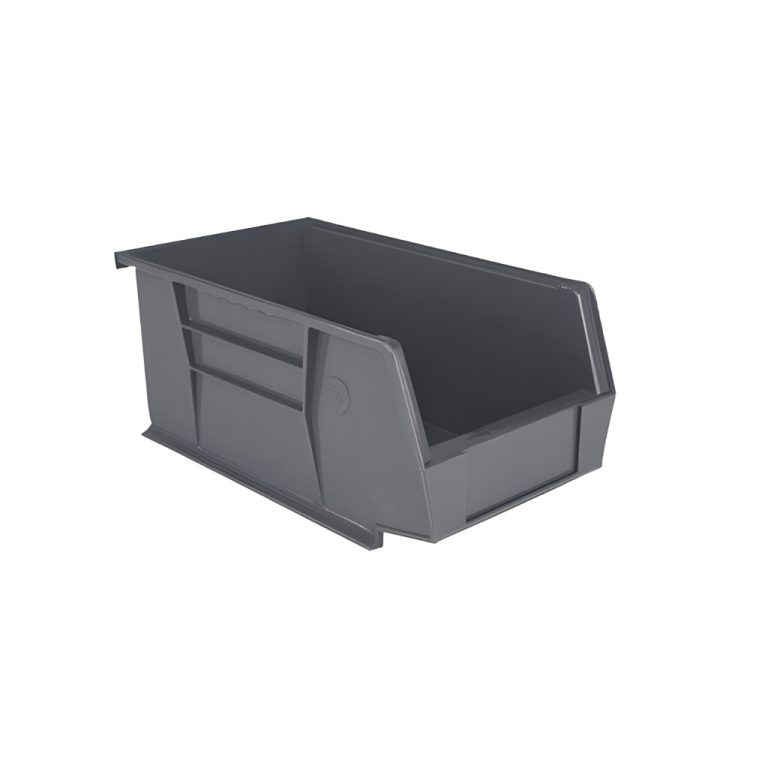 Gaveta plástica industrial número 1 color gris para logística y organización de almacén