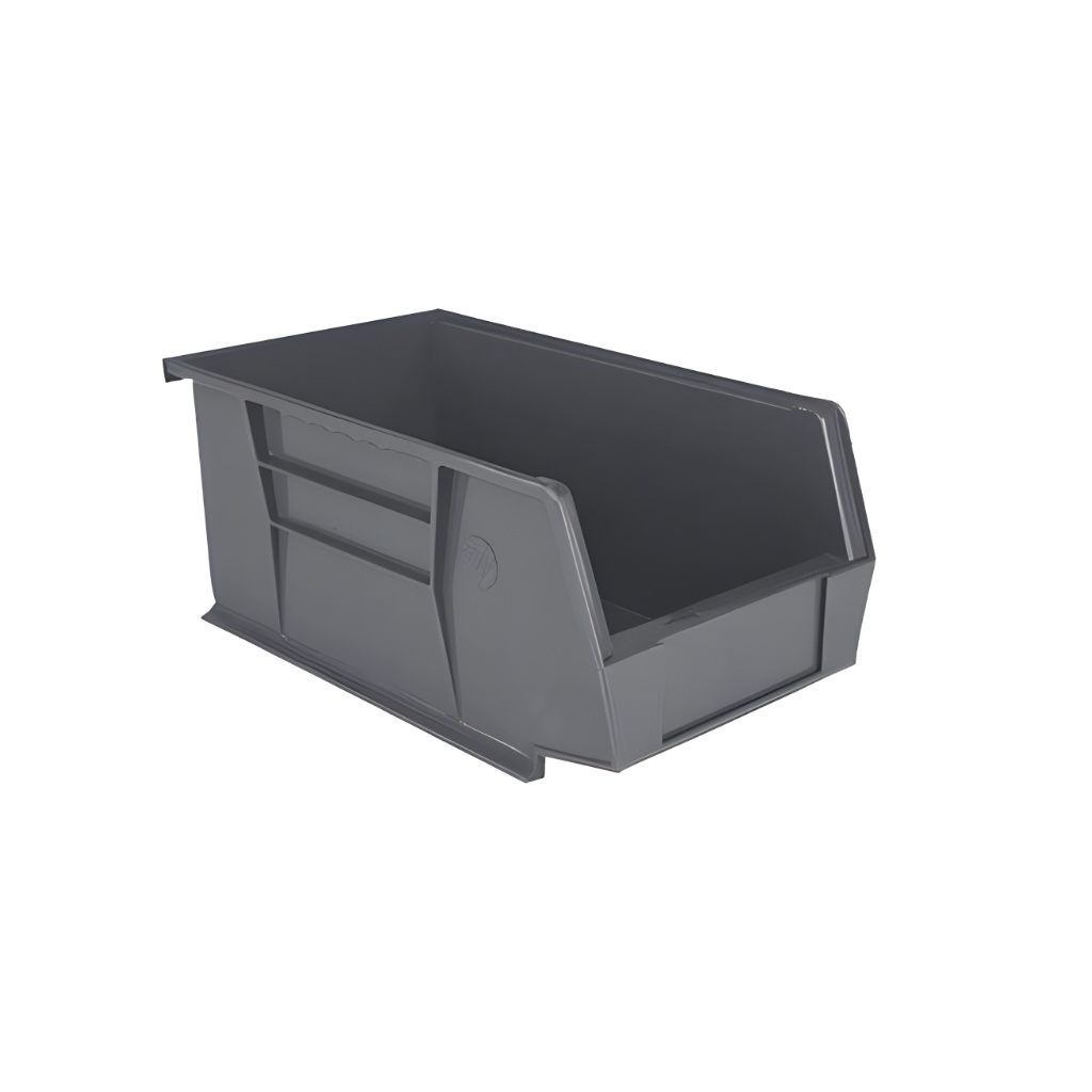 Gaveta plástica industrial número 1 color gris para logística y organización de almacén