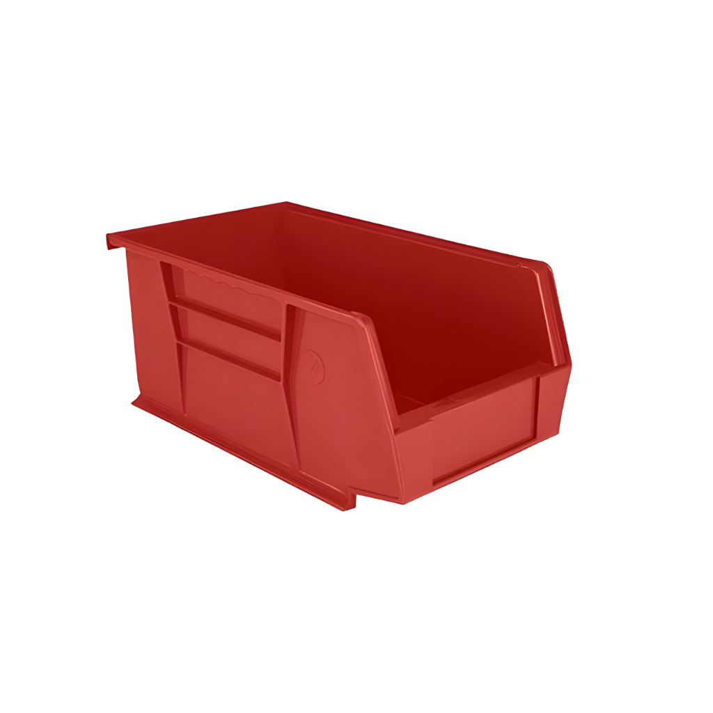 Gaveta plástica industrial número 1 color roja para clasificación de piezas y componentes industriales