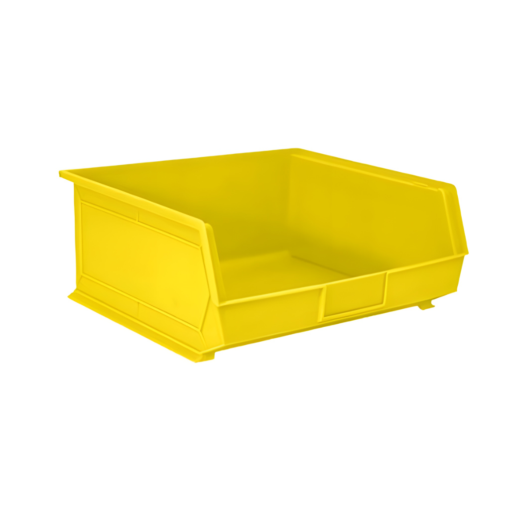 Gaveta plástica industrial número 10 amarilla, recomendada para organización de insumos voluminosos y fácil identificación en almacenes