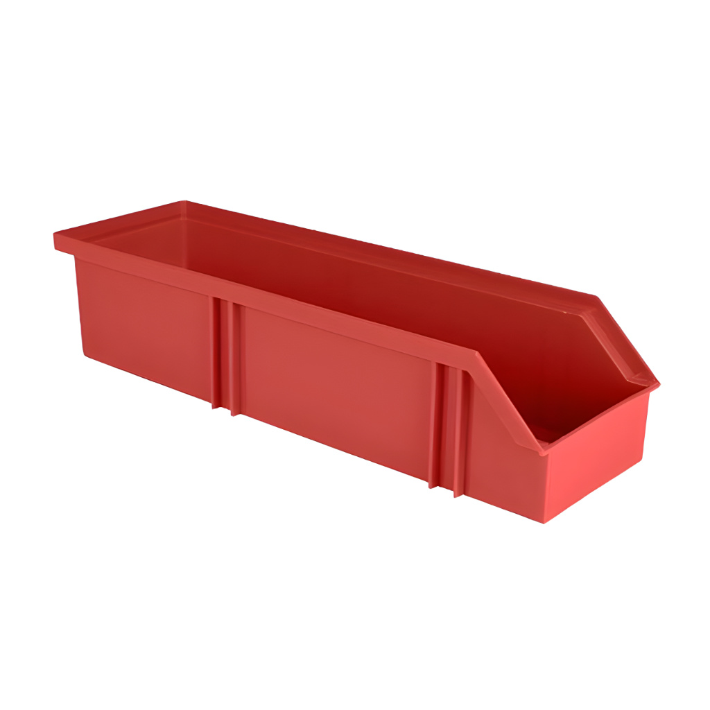 Gaveta plástica industrial número 11 roja, eficiente para identificación rápida de insumos en almacenes y estaciones de trabajo