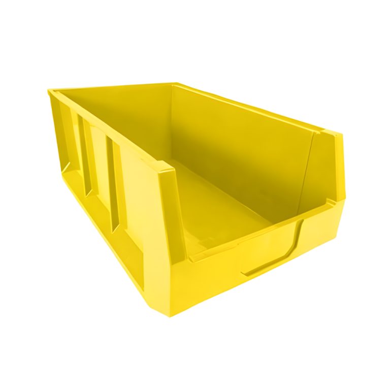 Gaveta plástica industrial número 14 amarilla, gran capacidad para clasificación visual y organización de insumos voluminosos en almacenes