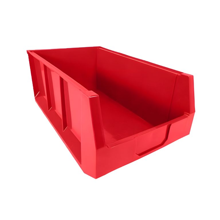 Gaveta plástica industrial número 14 roja, ideal para clasificación rápida y localización de insumos industriales de alto volumen