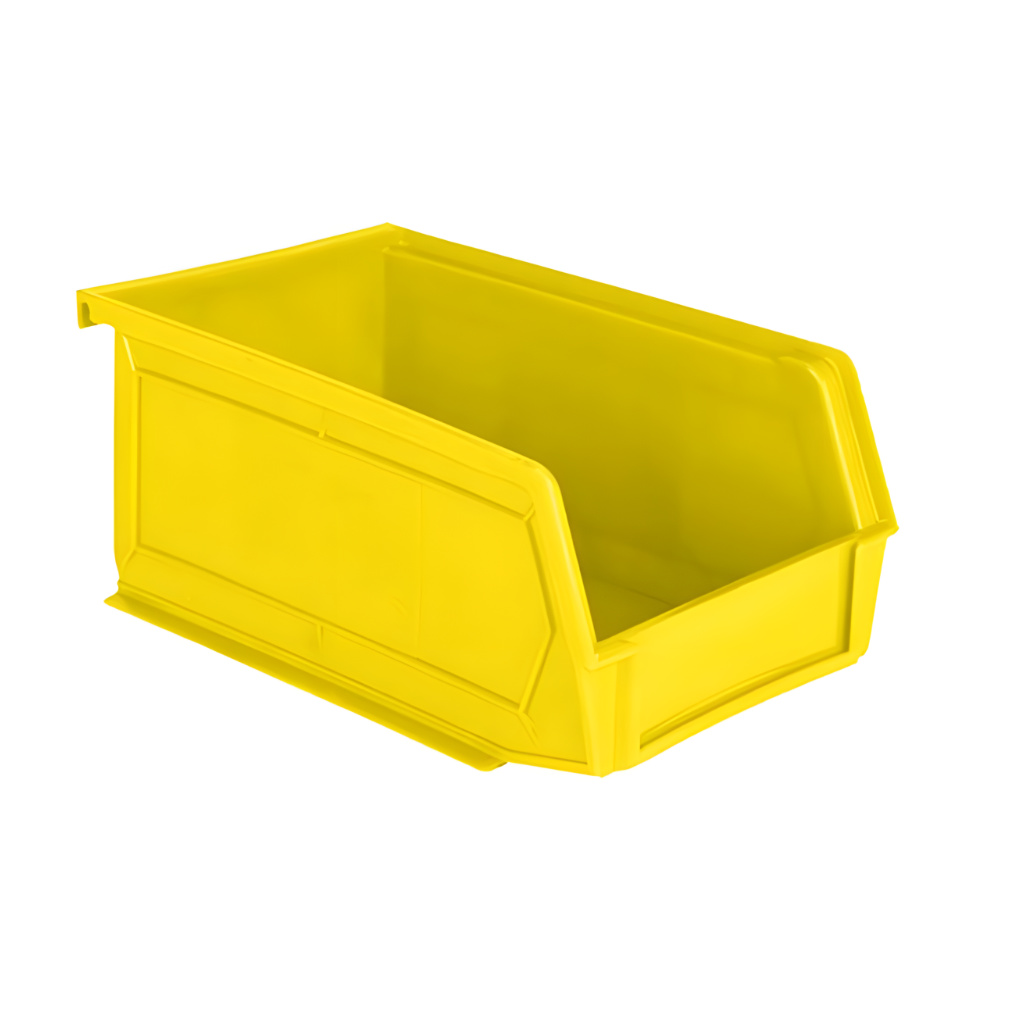 Gaveta plástica industrial número 2 amarilla, perfecta para almacenaje y clasificación de piezas pequeñas en almacenes