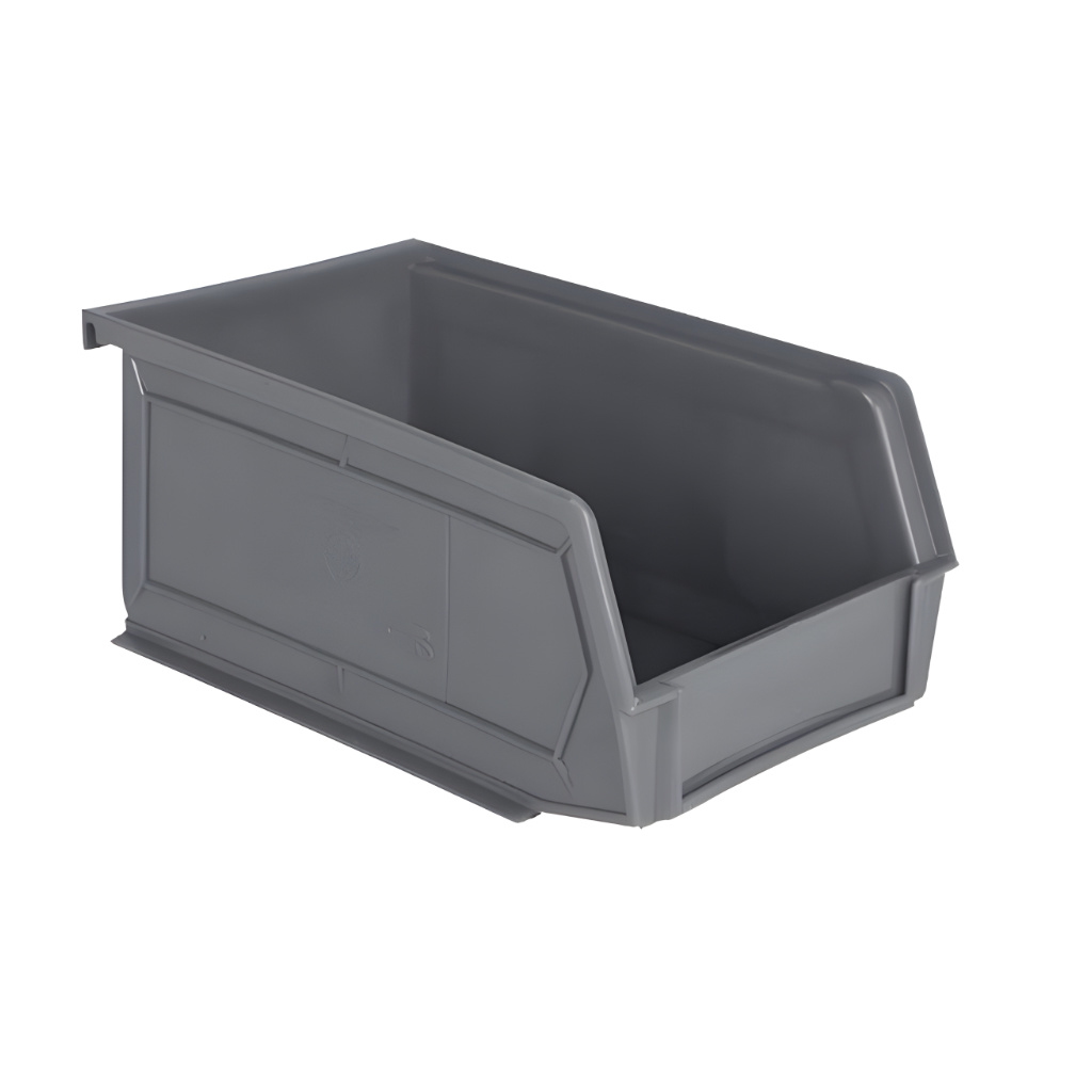 Gaveta plástica industrial número 2 gris, ideal para logística, inventario y almacenamiento seguro
