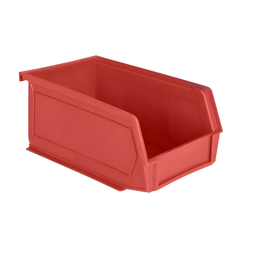 Gaveta plástica industrial número 2 roja, recomendada para separar y clasificar materiales y productos en almacén