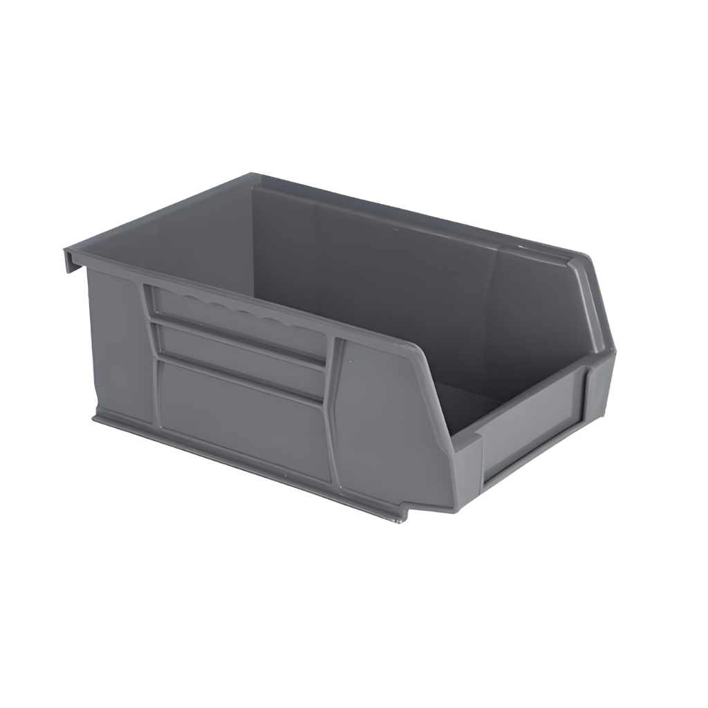 Gaveta plástica industrial número 3 color gris para organización de almacén y logística