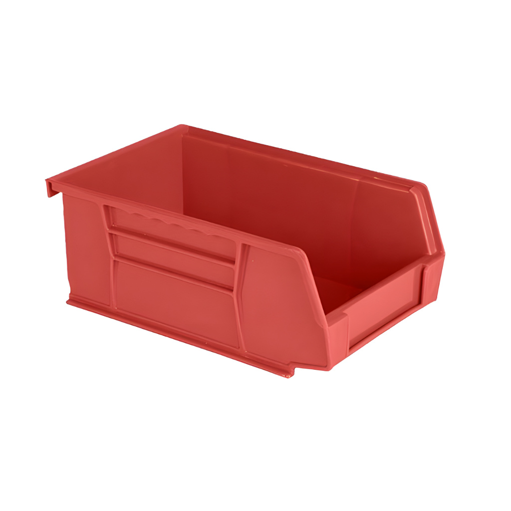 Gaveta plástica industrial número 3 color roja para almacenamiento y clasificación de piezas