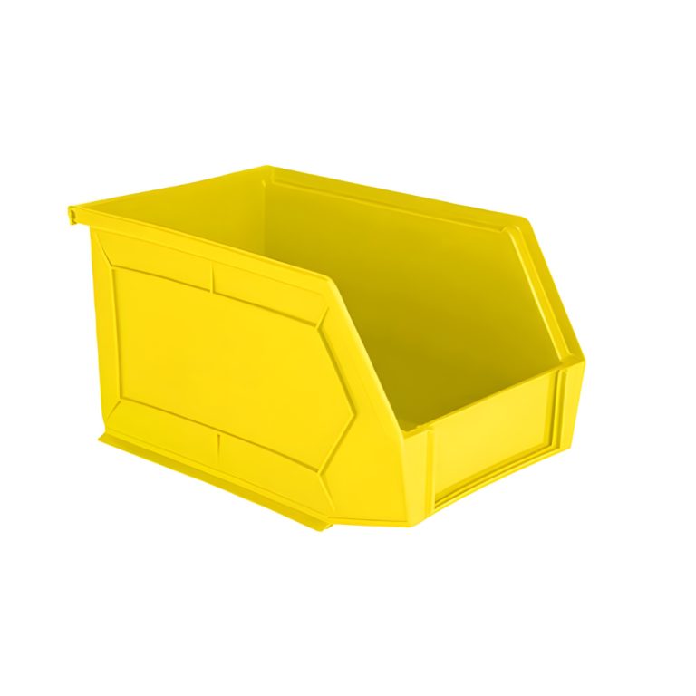 Gaveta plástica industrial número 4 amarilla, recomendada para ordenar materiales en almacén y áreas de logística