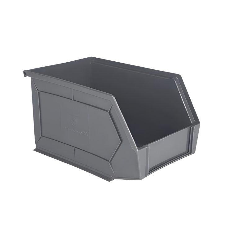 Gaveta plástica industrial número 2 gris, ideal para logística, inventario y almacenamiento seguro