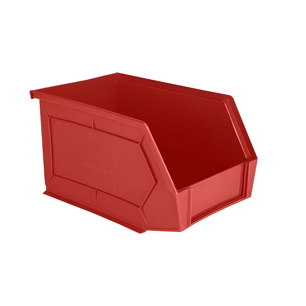 Gaveta plástica industrial número 2 roja, recomendada para separar y clasificar materiales y productos en almacén